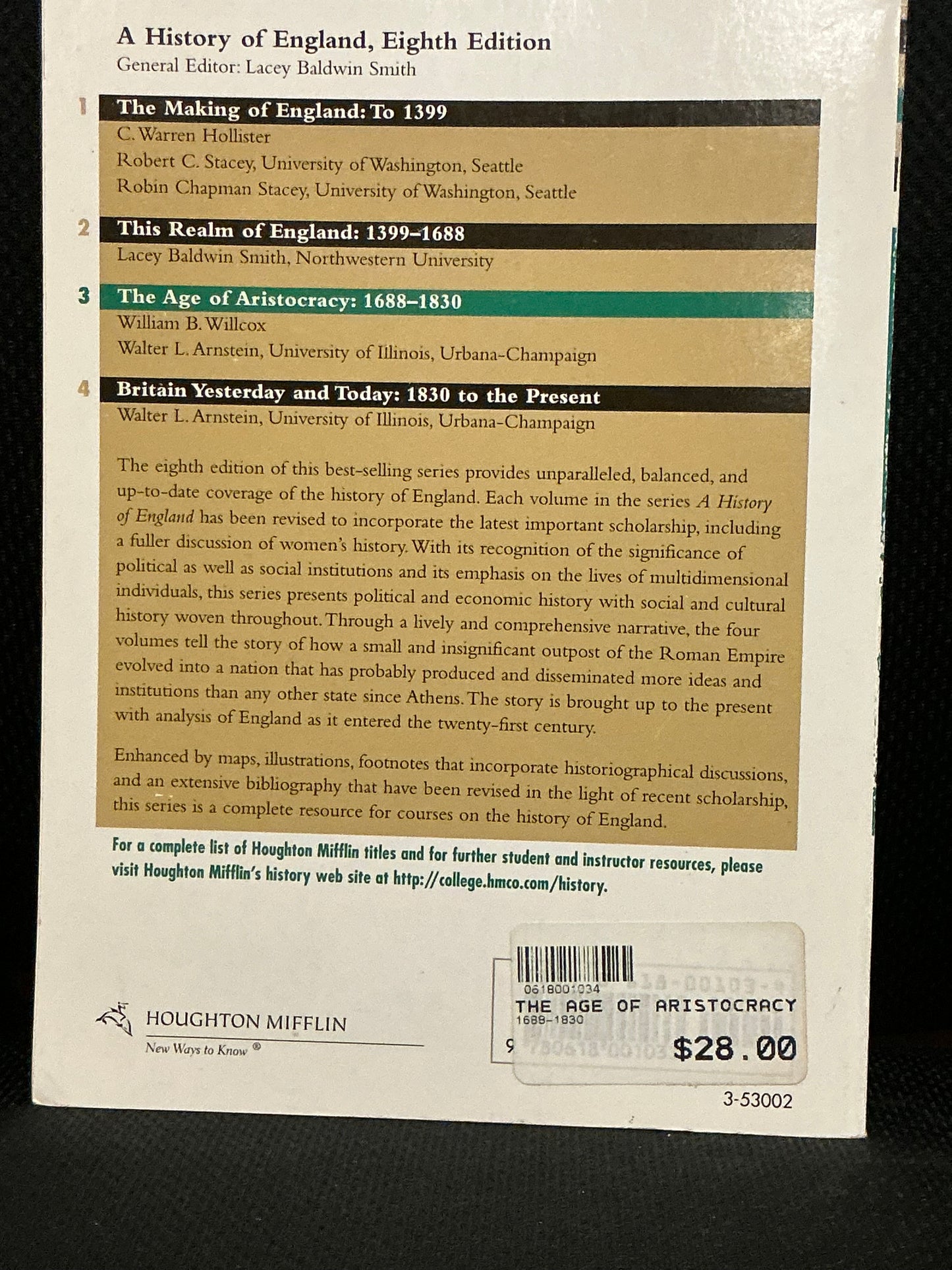 The Age of Aristocracy 16-88-1830 8th edition