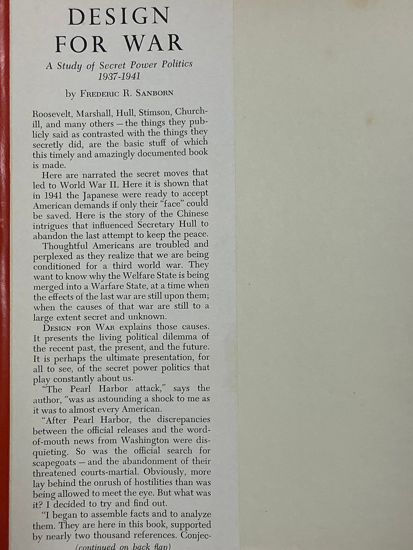 Design for War : a Study of Secret Power Politics 1937-1941