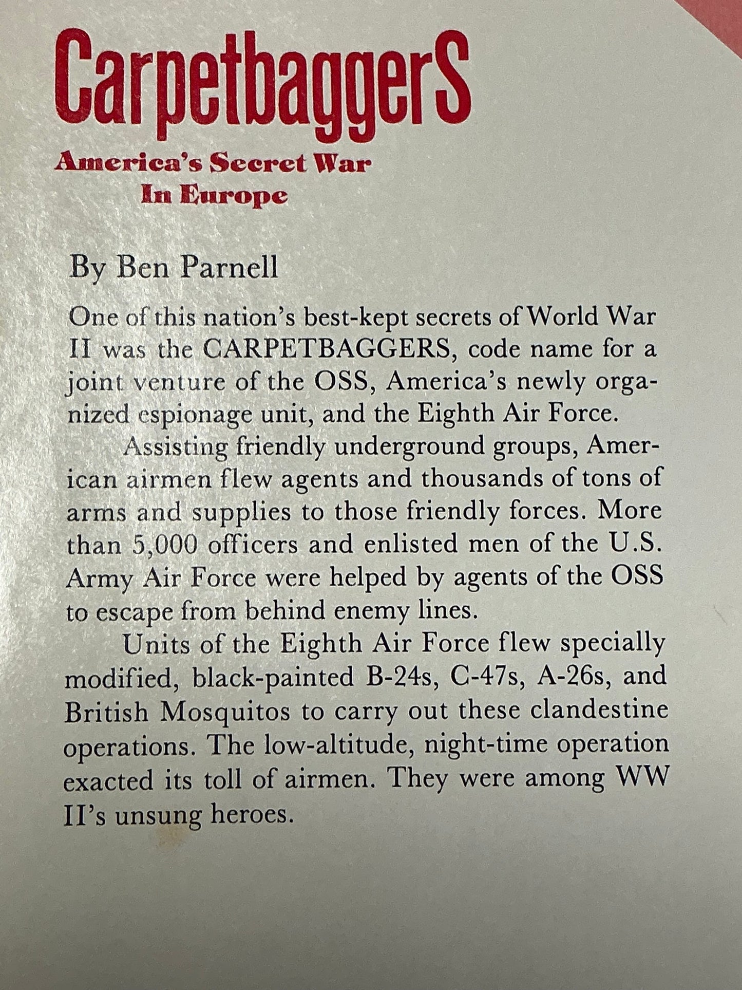 Carpetbaggers America's Secret War in Europe