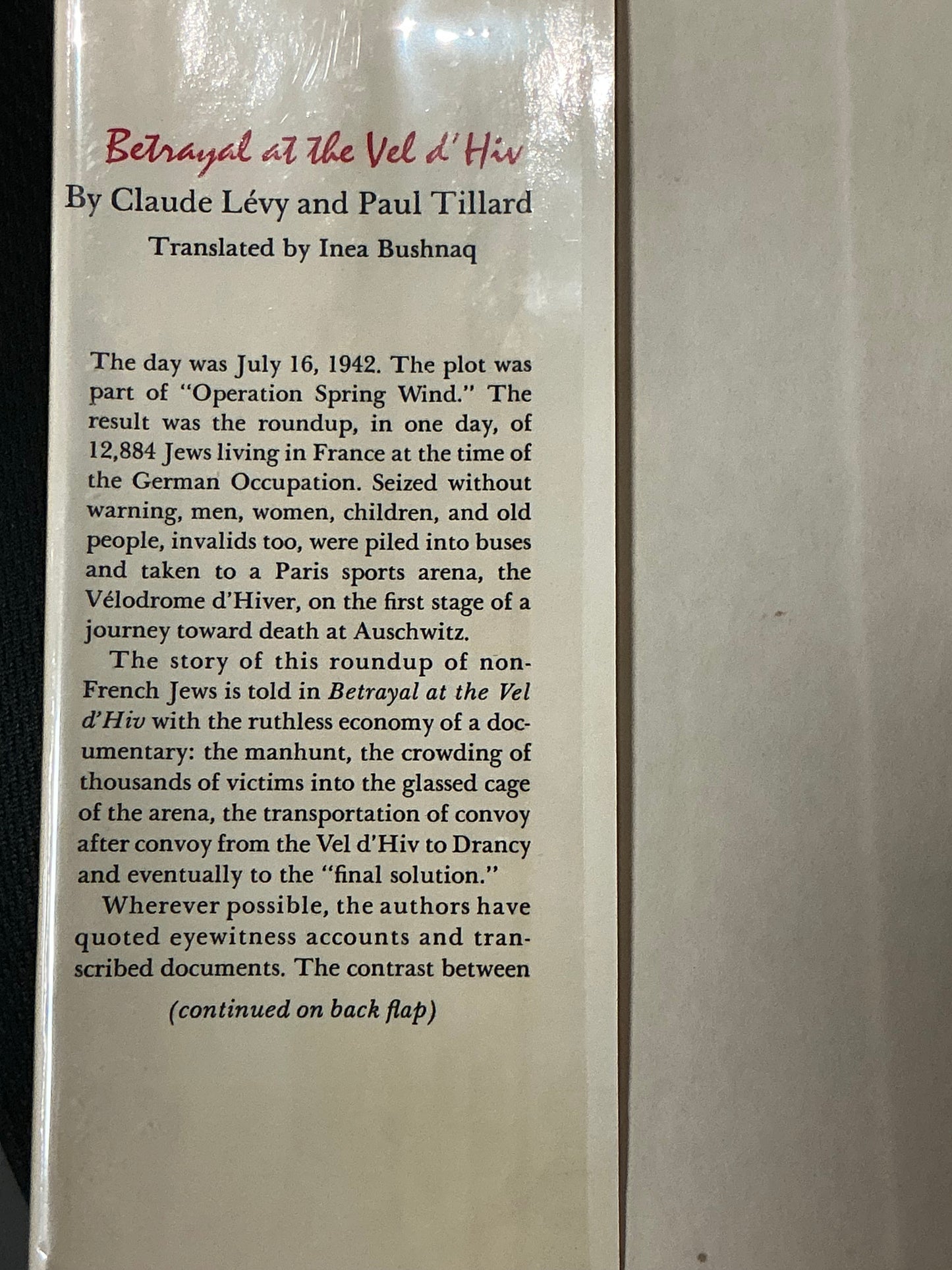 Betrayal at the Vel d'Hiv by Claude Levy and Paul Tillard