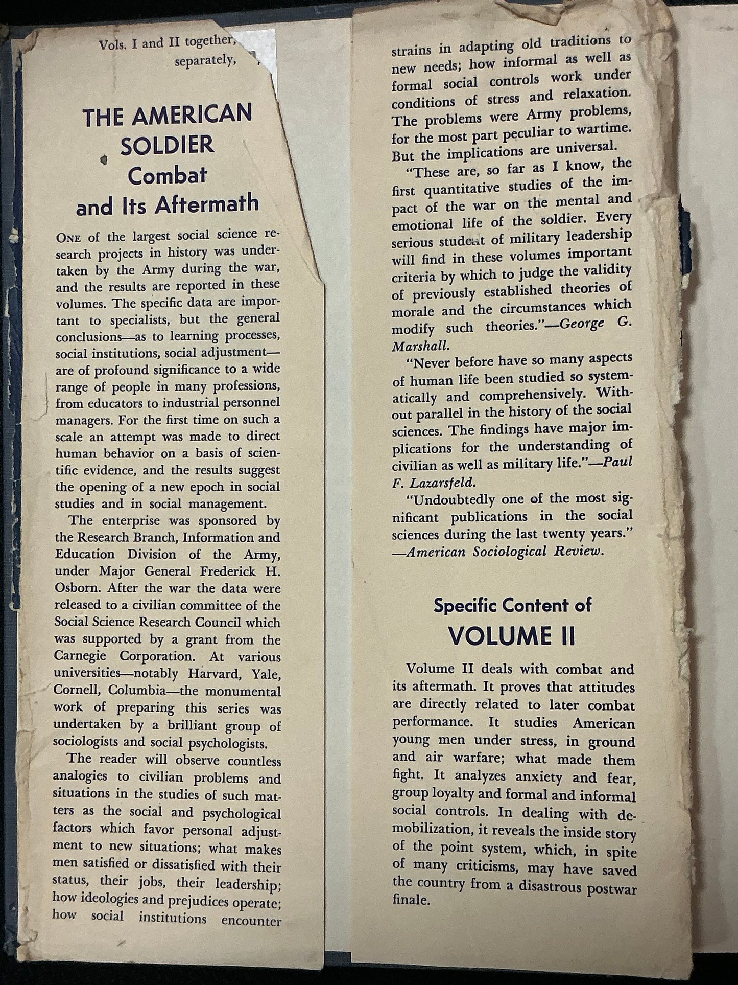 The American Soldier: Combat and It's Aftermath: Studies in Social Psychology in World War II vol 2
