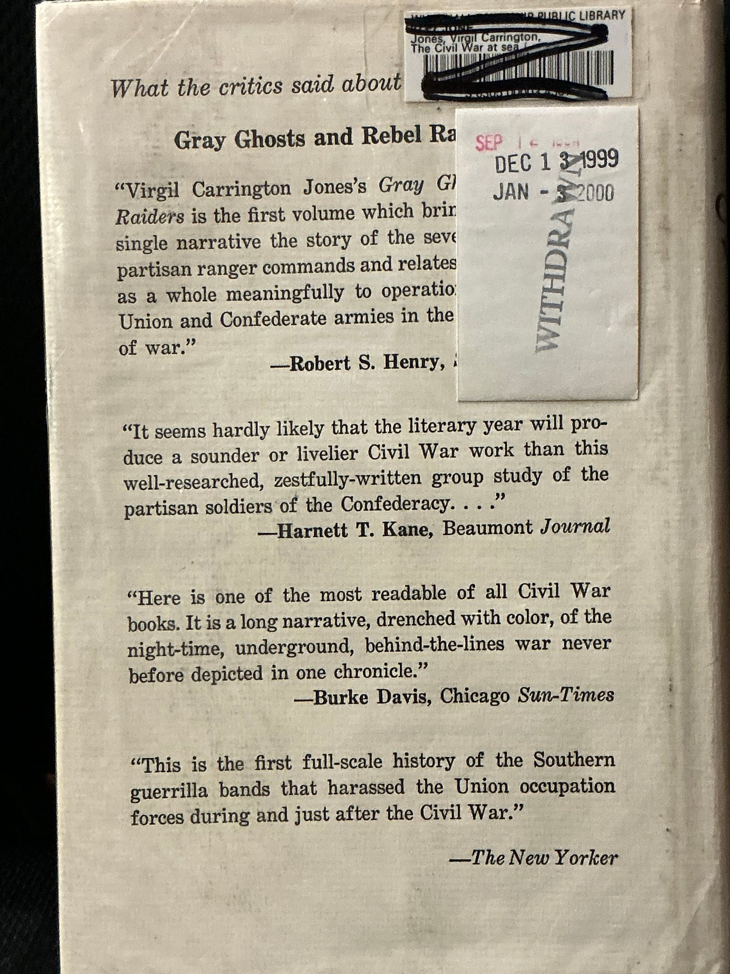 The Civil War at Sea Vol. 1 The Blockaders by Virgil Carrington Jones
