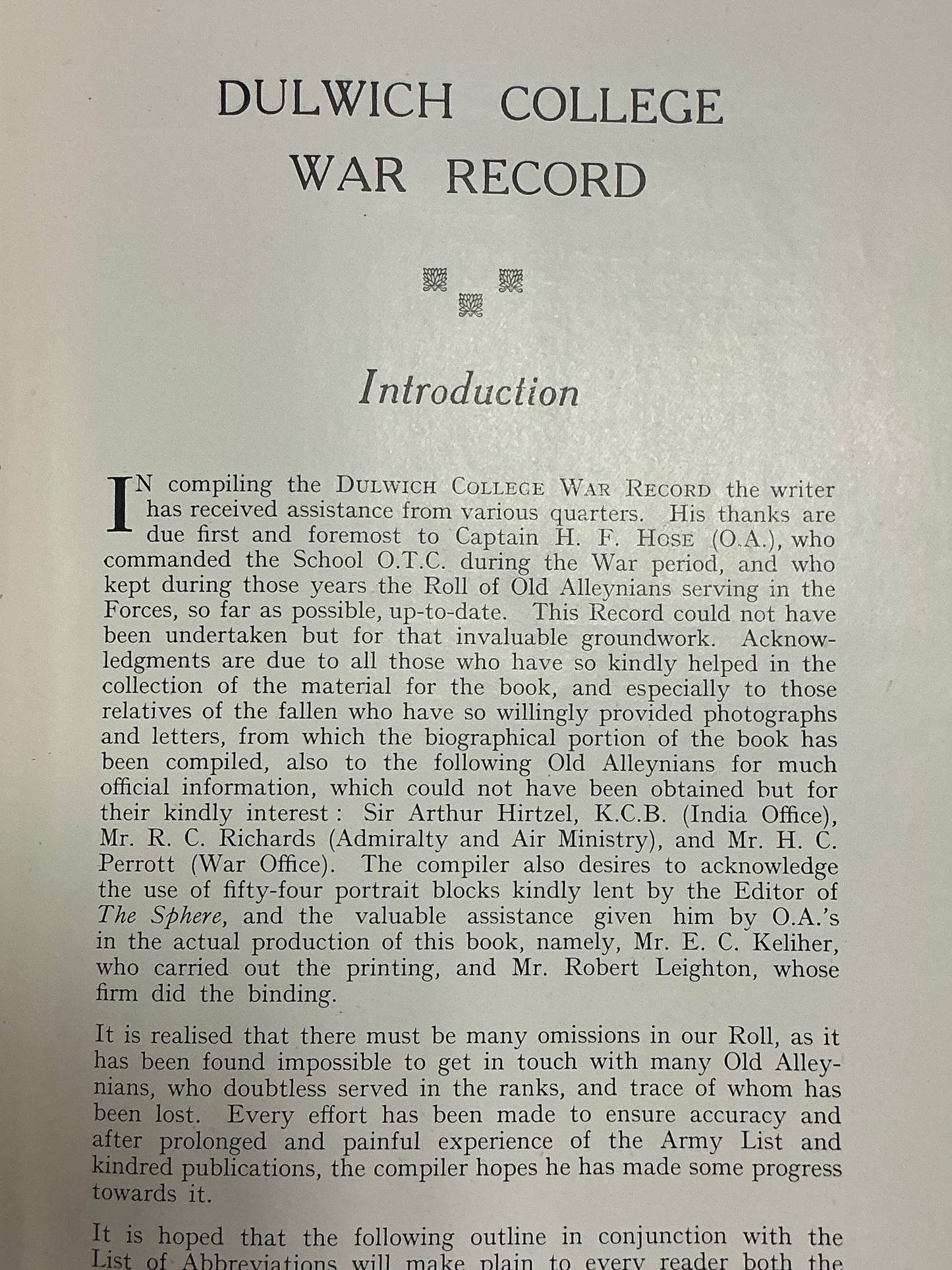 Dulwich College War Record 1914-1919