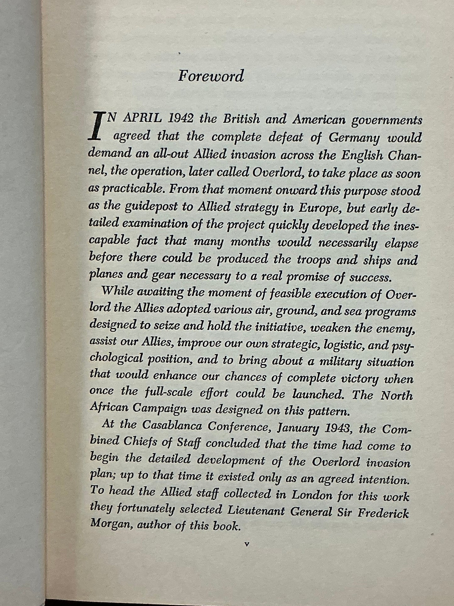 Overture to Overload by Lt. General Sir Frederick Morgan