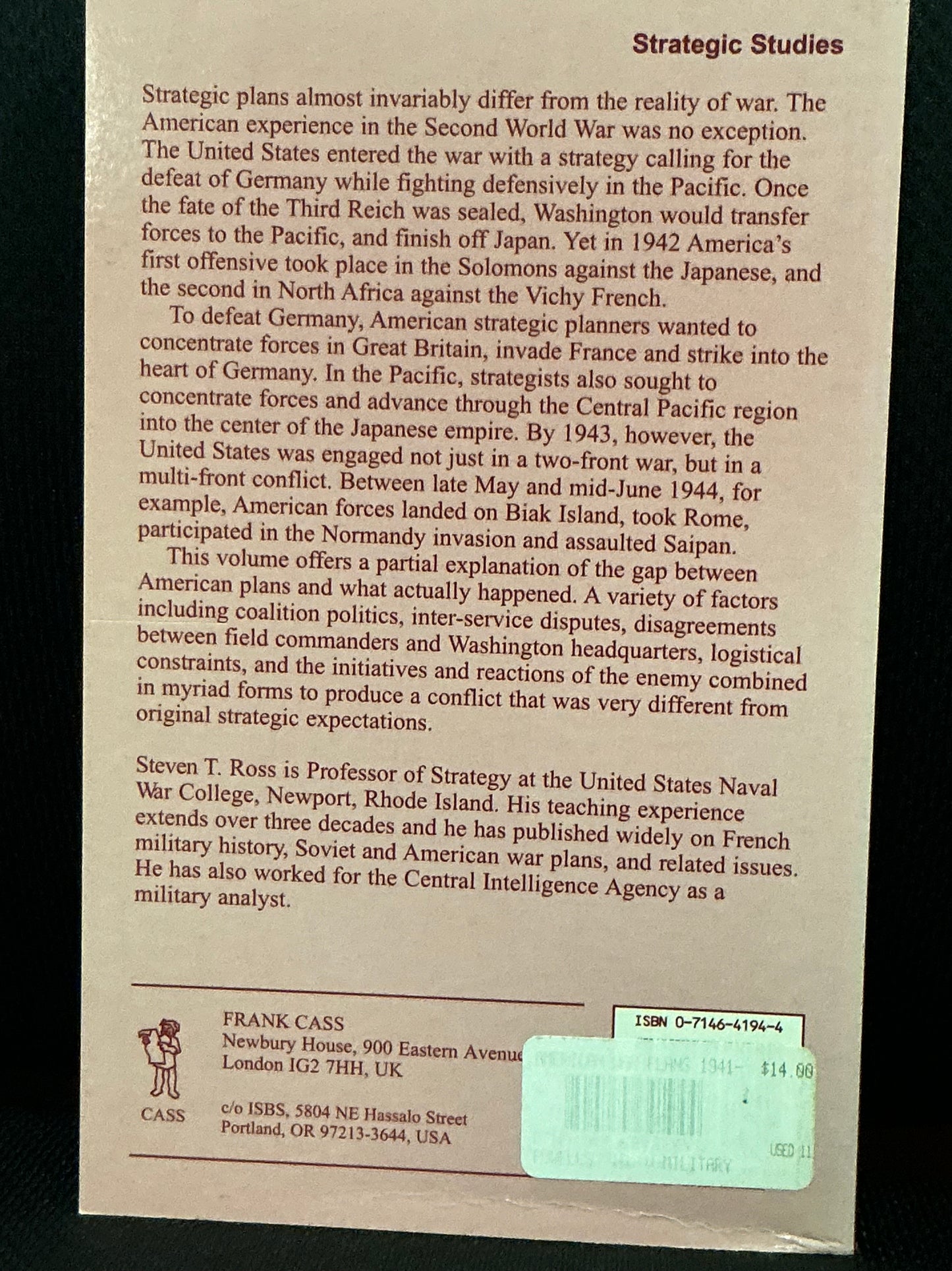 American War Plans 1941-1945 by Steven Ross