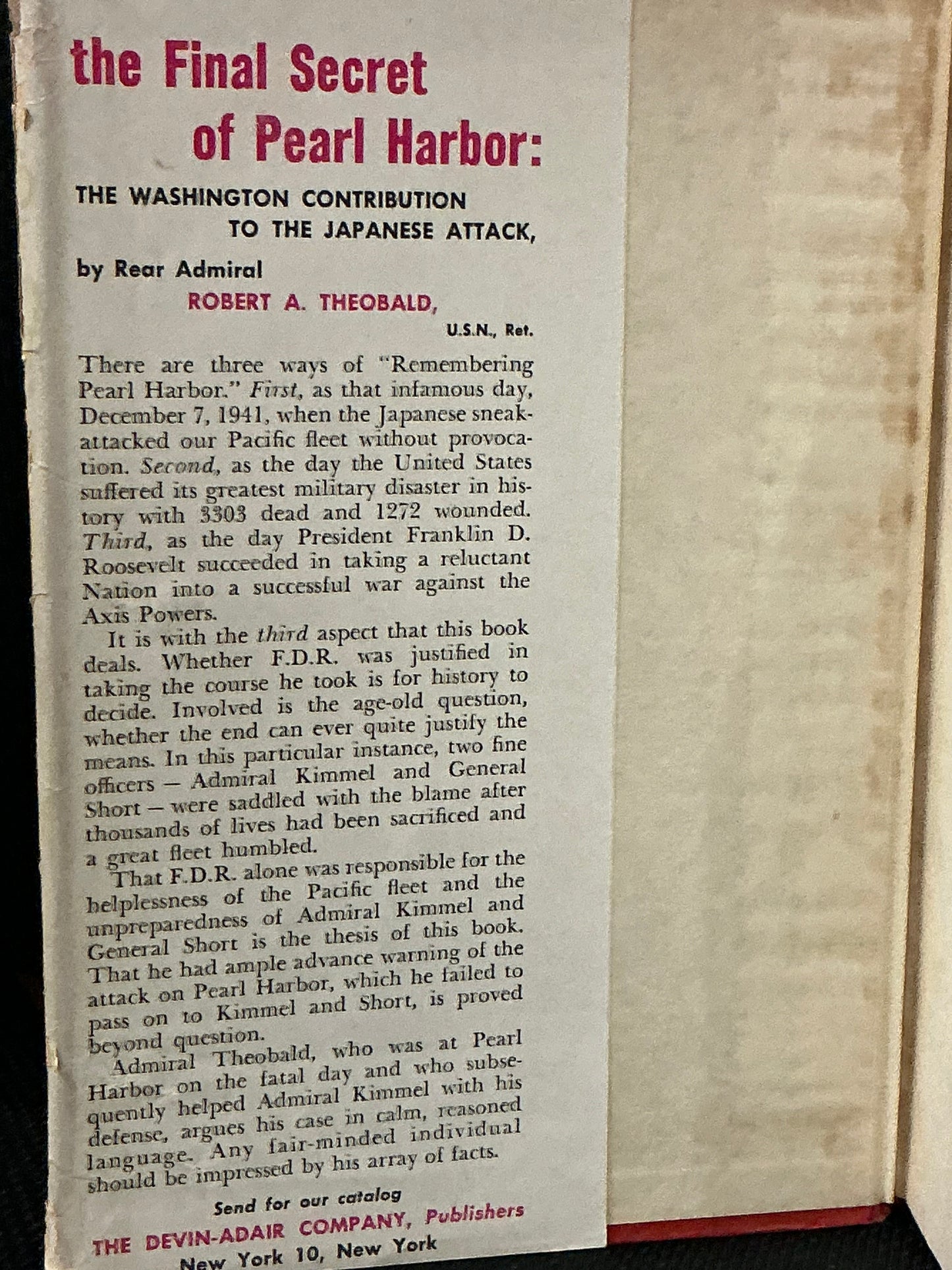 The Final Secret of Pearl Harbor by Robert Theobald