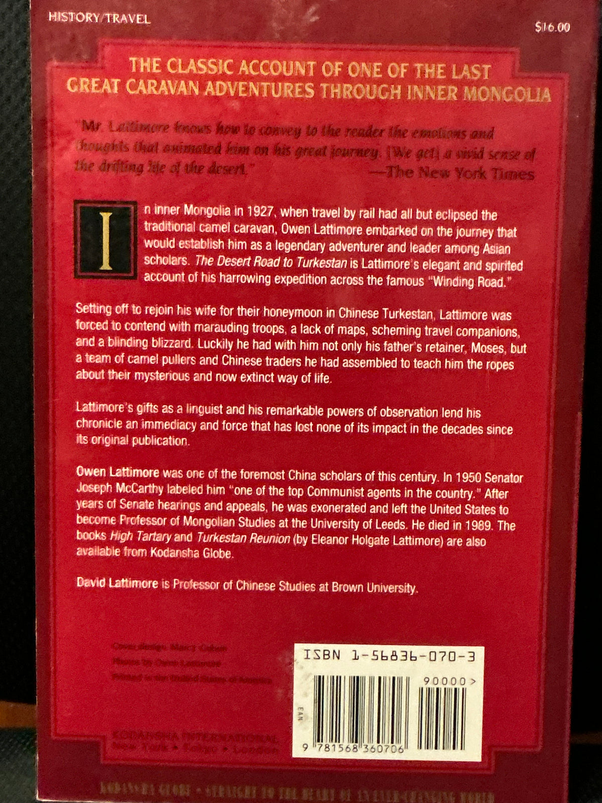 The Desert Road to Turkestan by Owen Lattimore