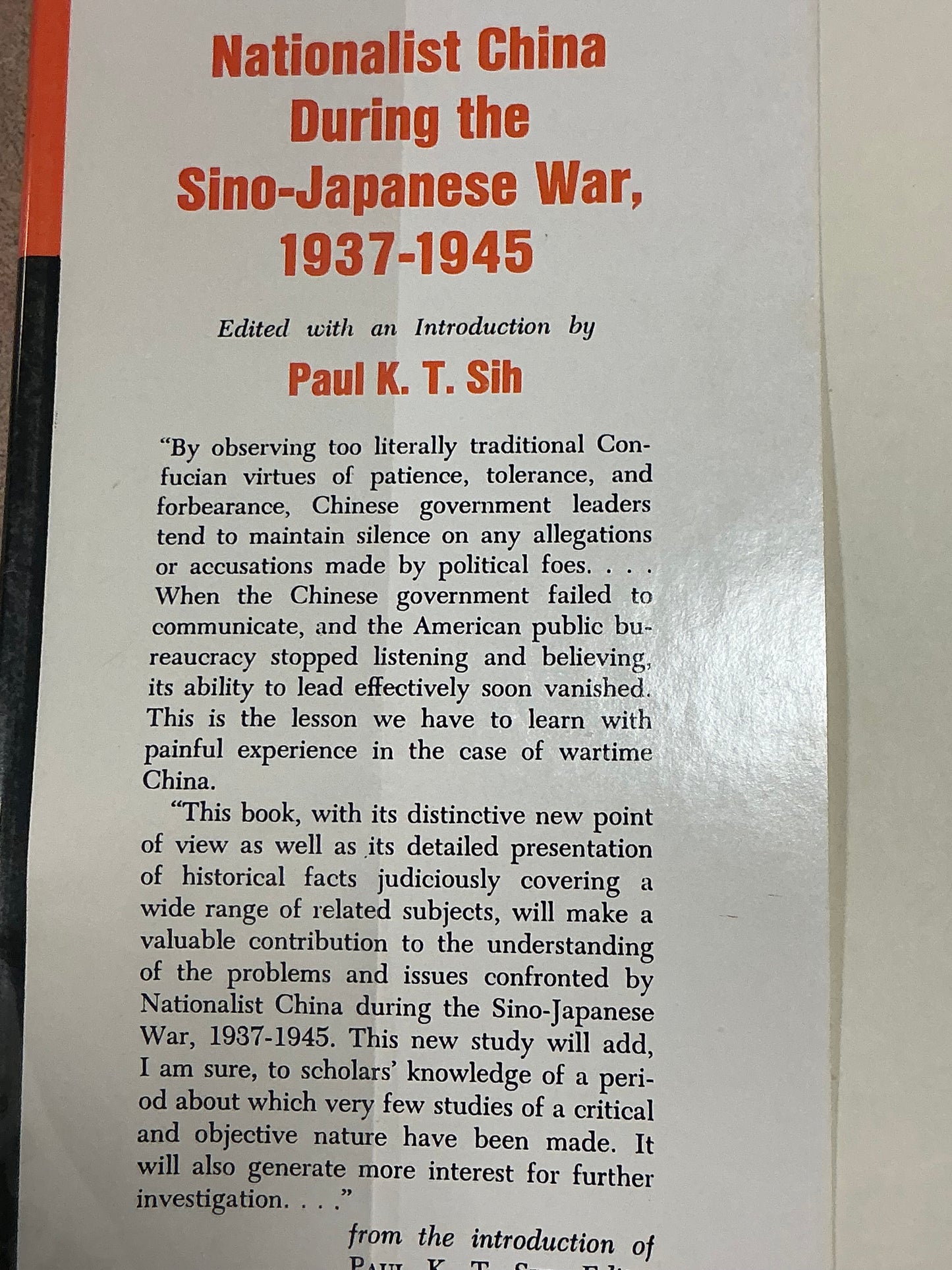 Nationalist China During the Sino-Japanese War , 1937-1945
