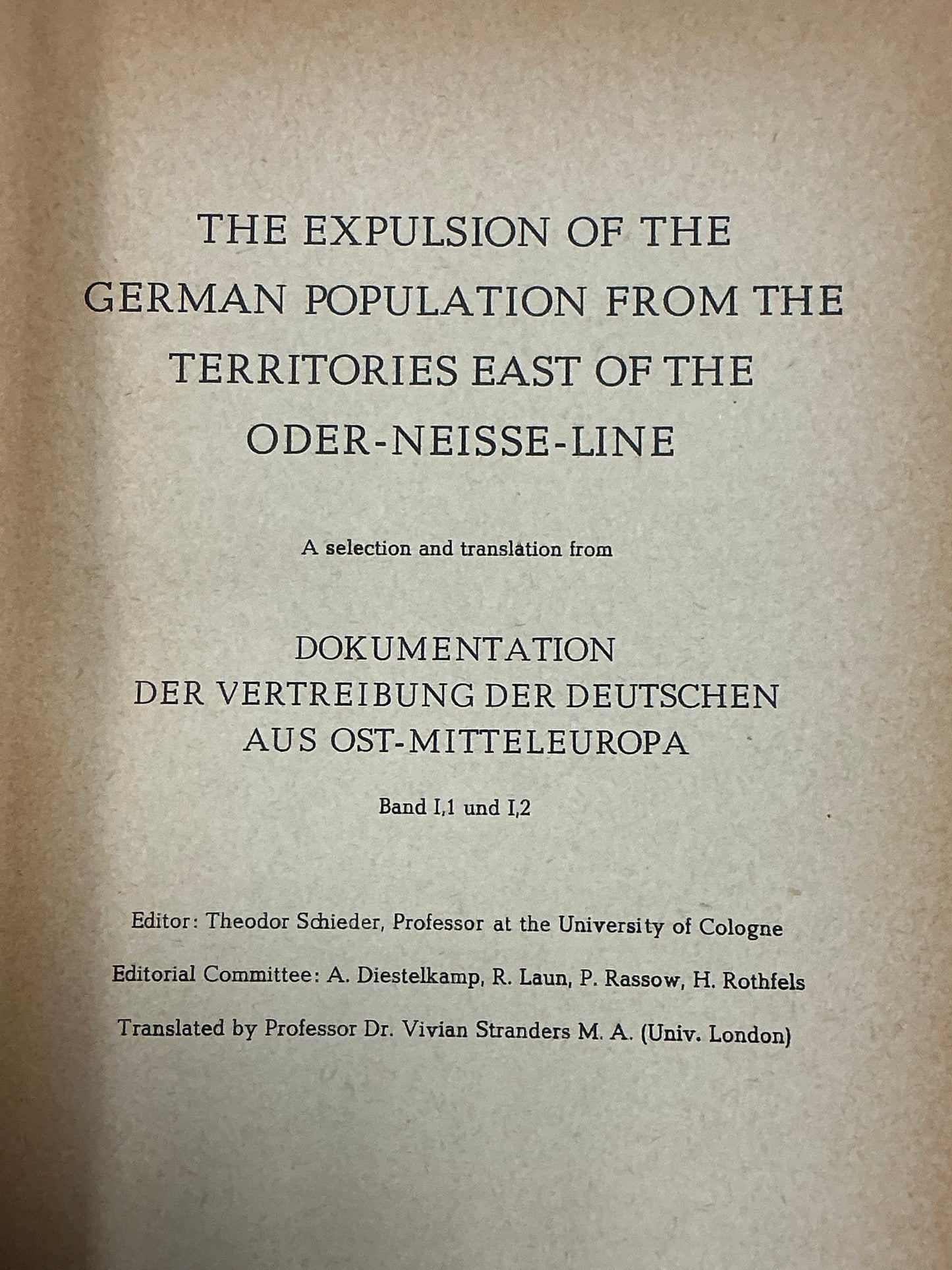 Documents on the Expulsion of the Germans from Eastern-Central- Europe