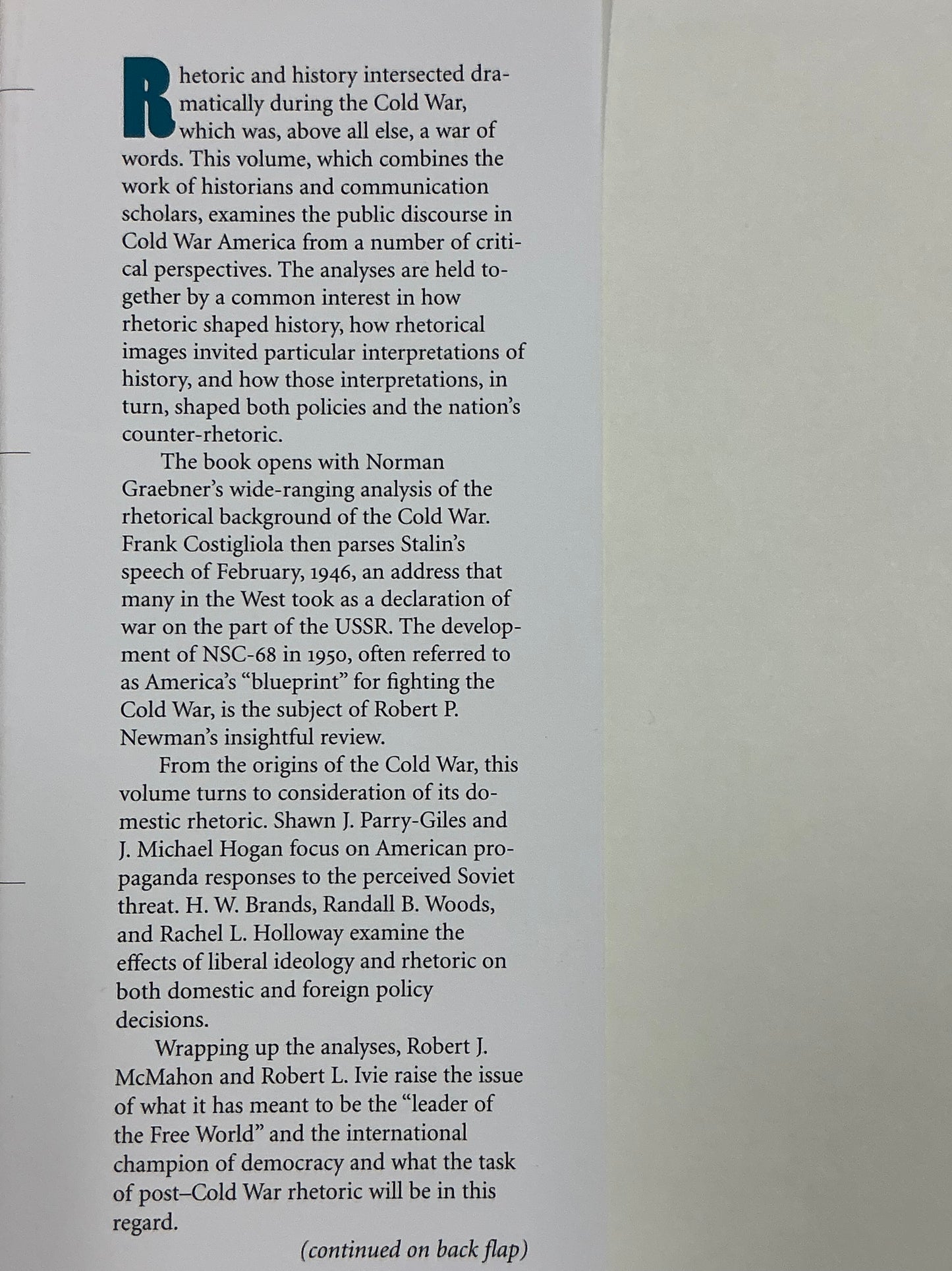 Critical Reflections on the Cold War Edited by Martin Medhurst and H. W. Brands