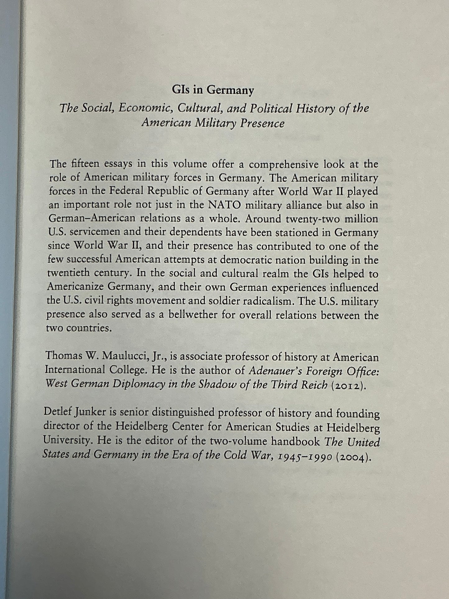 GI's in Germany Edited by Maulucci and Junker
