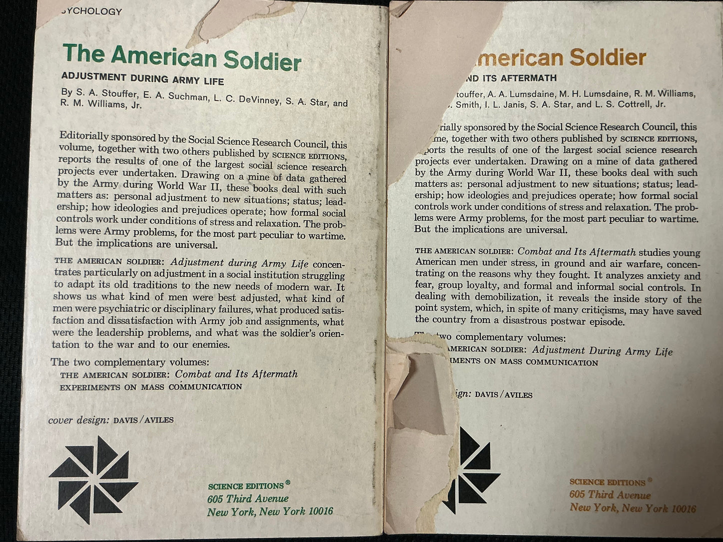 The American Soldier by Stouffer et all 2 vol set sc