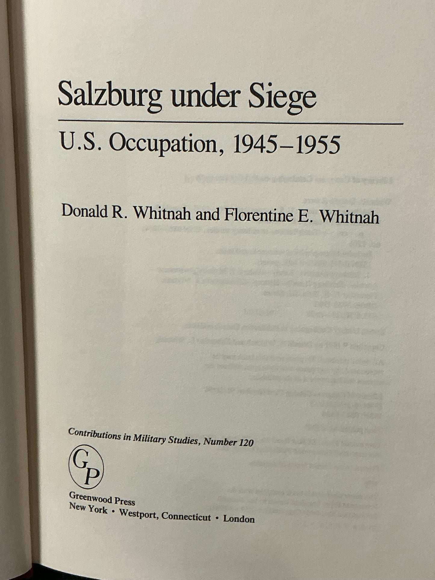 Salzburg Under Siege by Whitnah and Whitnah