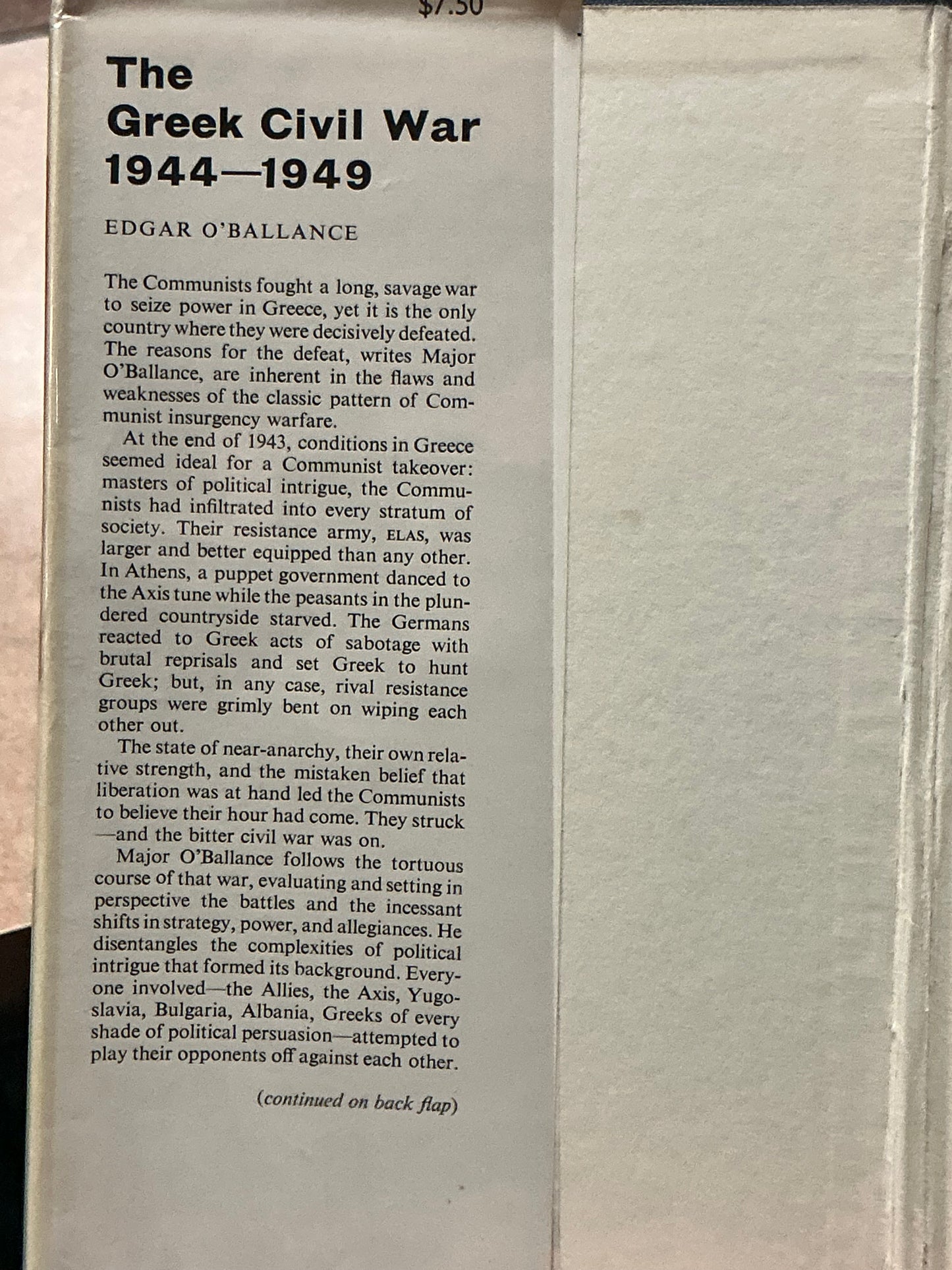 The Greek Civil War by Edgar O'Ballance