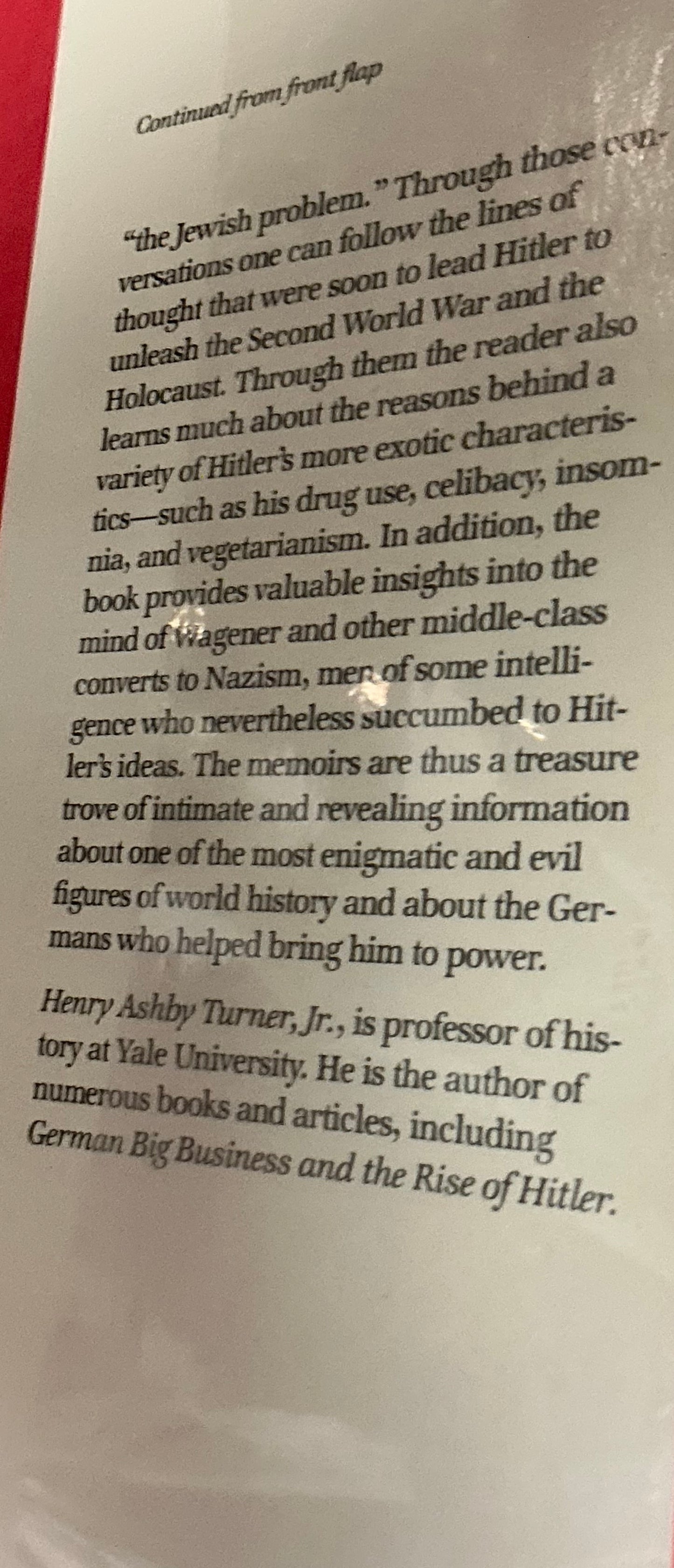Hitler, Memoirs of a Confidant, edited by Henry Ashby Turner, Jr.
