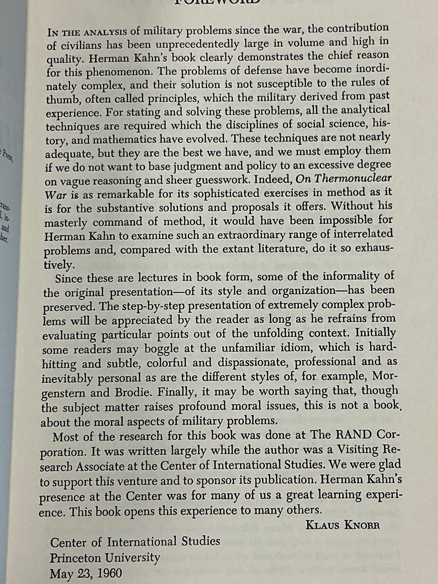 On Thermonuclear War by Herman Kahn