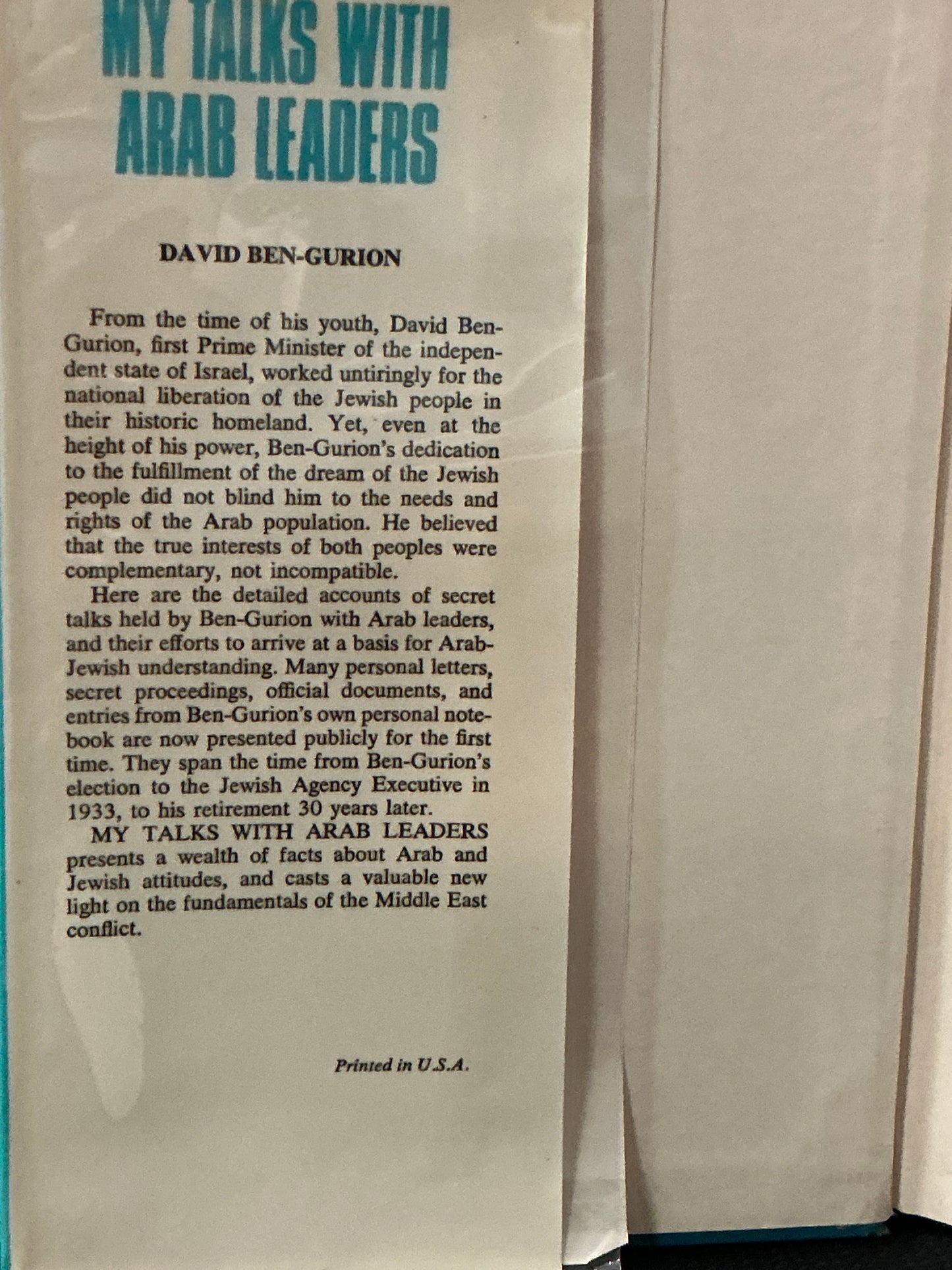 My Talks with Arab Leaders by David Ben-Gurion
