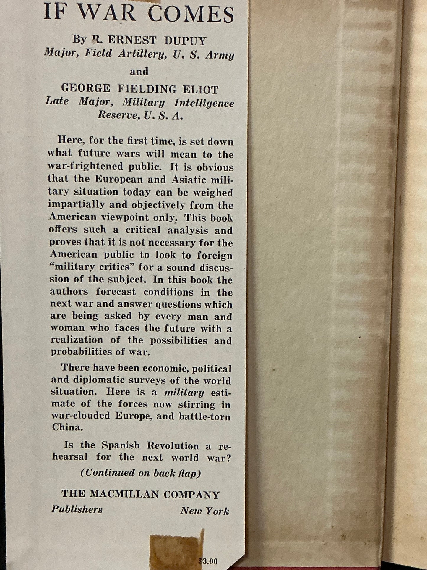 If War Comes by Dupuy and Eliot