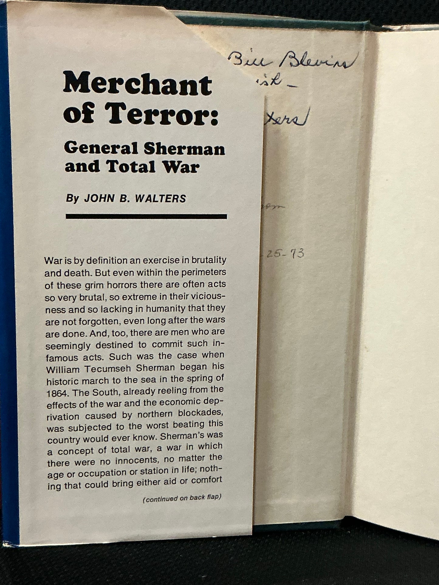 Merchant of Terror General Sherman and Total War by John Walters