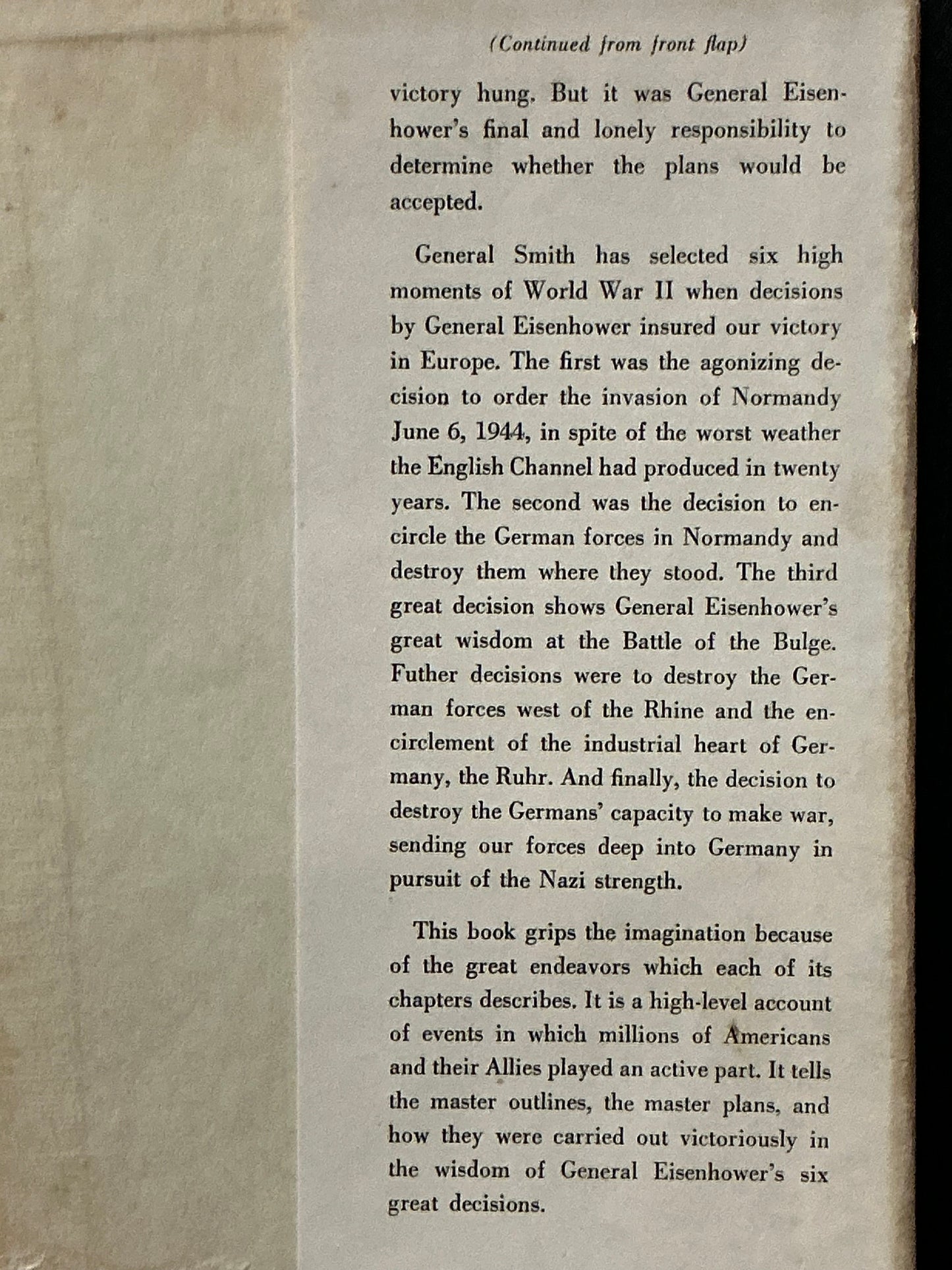 Eisenhower's Six Great Decisions Europe 1944-45 by Walter Smith