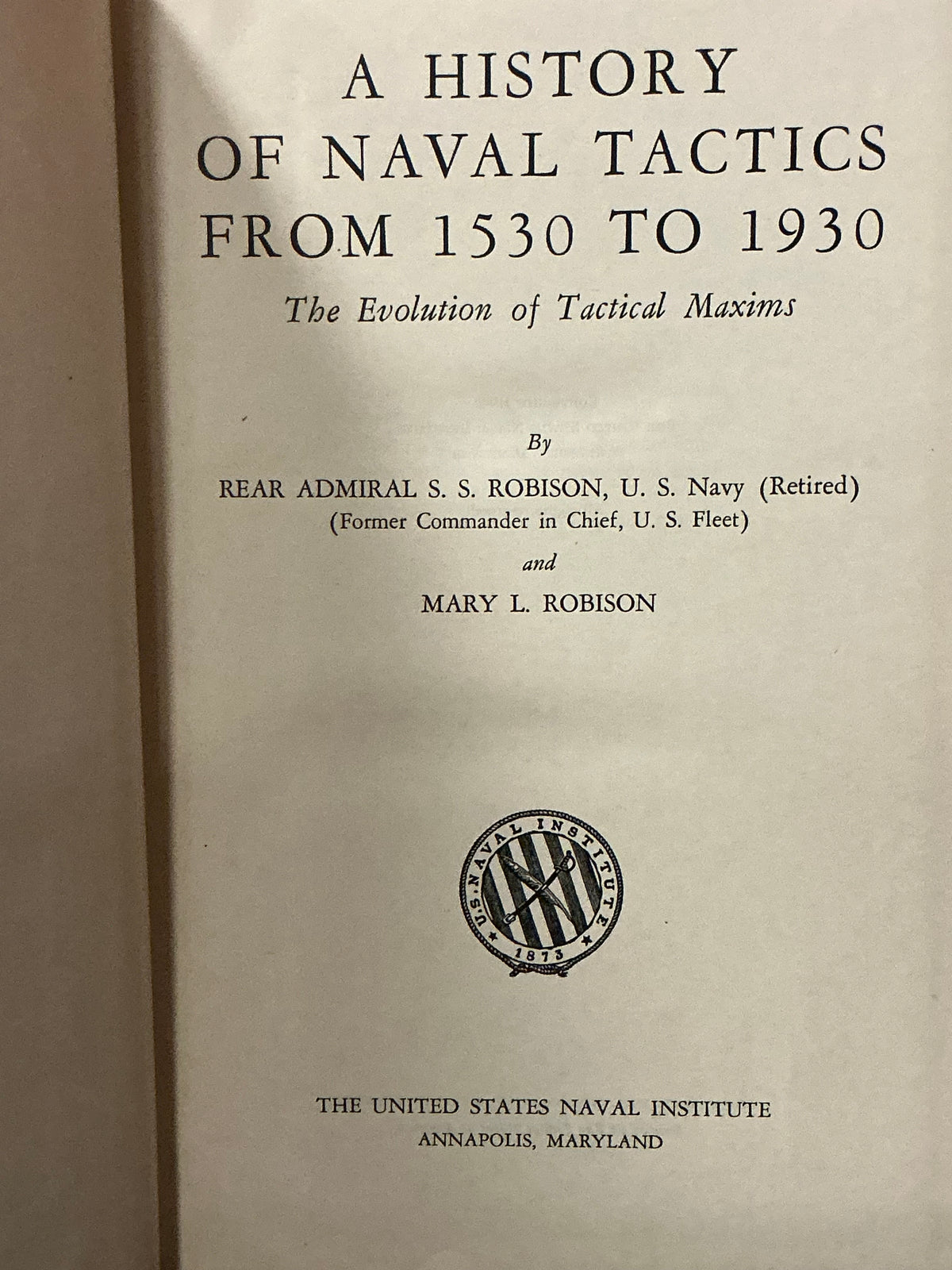 A History of Naval Tactics by S.S. Robinson