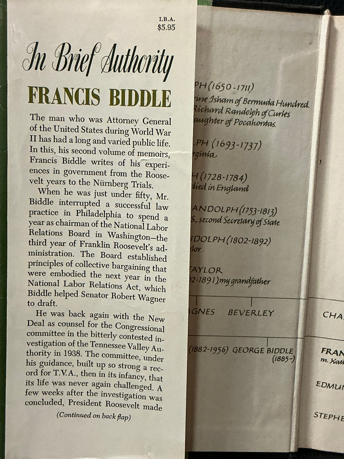 In Brief Authority by Francis Biddle