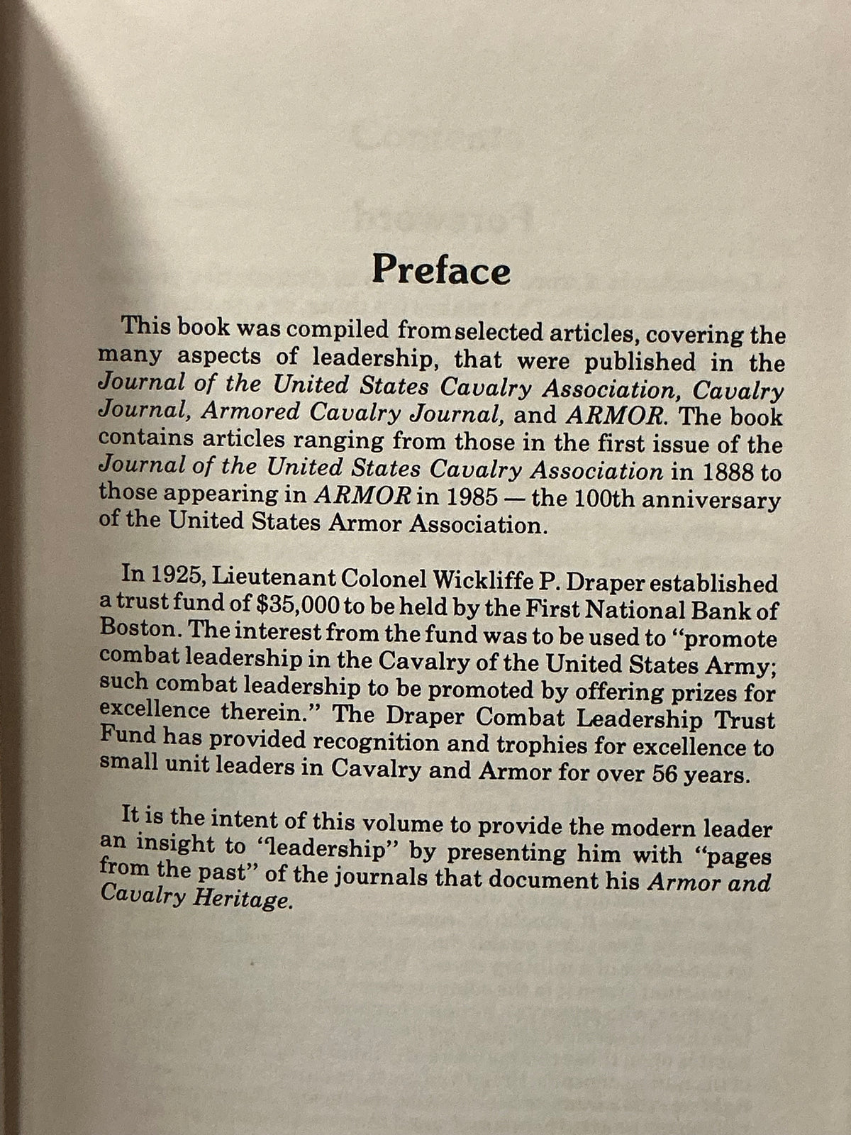 Cavalry and Armor Heritage Series vol 1 Leadership
